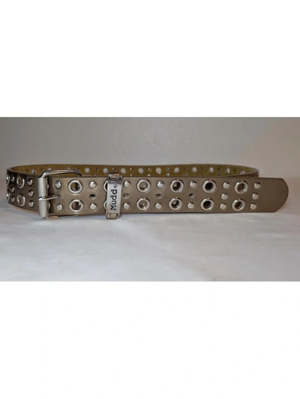 Vintage Y2K Mudd Genuine Leather Metallic Gold Studded Belt Size Medium/Large